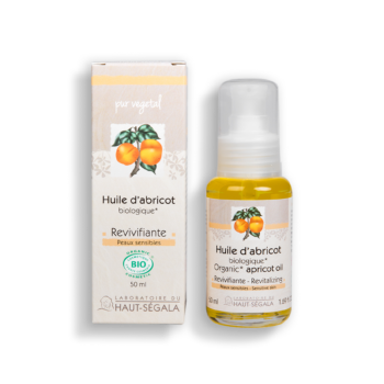 Packshot produit huile d'abricot biologique