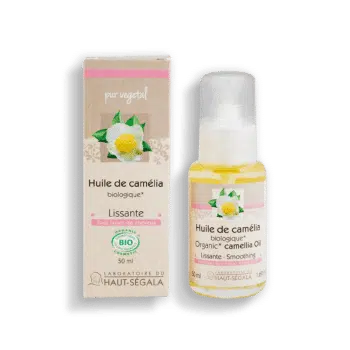 Packshot produit huile de camélia biologique