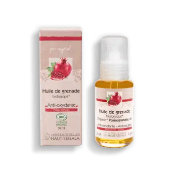 Packshot produit huile de grenade biologique