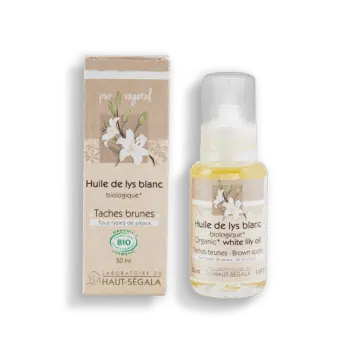 Packshot produit huile de lys blanc