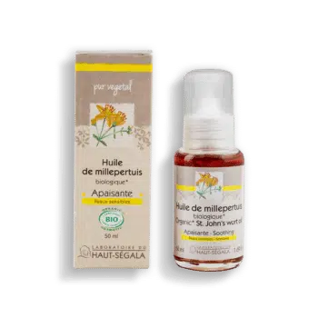 Packshot produit huile de millepertuis biologique