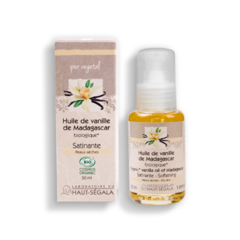 Packshot produit huile de vanille biologique