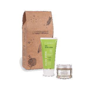 Coffret cadeau "Duo pour Papa" du Laboratoire Haut-Ségala, contenant un déodorant crème et un gel d'aloe vera.