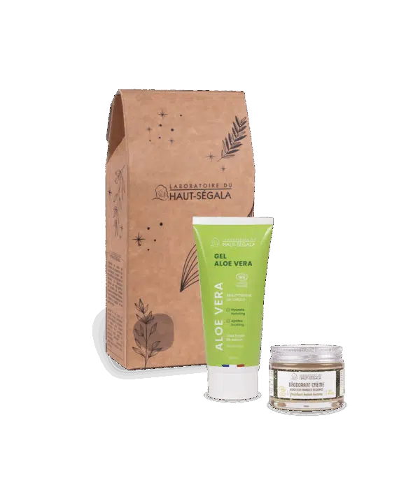 Coffret cadeau "Duo pour Papa" du Laboratoire Haut-Ségala, contenant un déodorant crème et un gel d'aloe vera.
