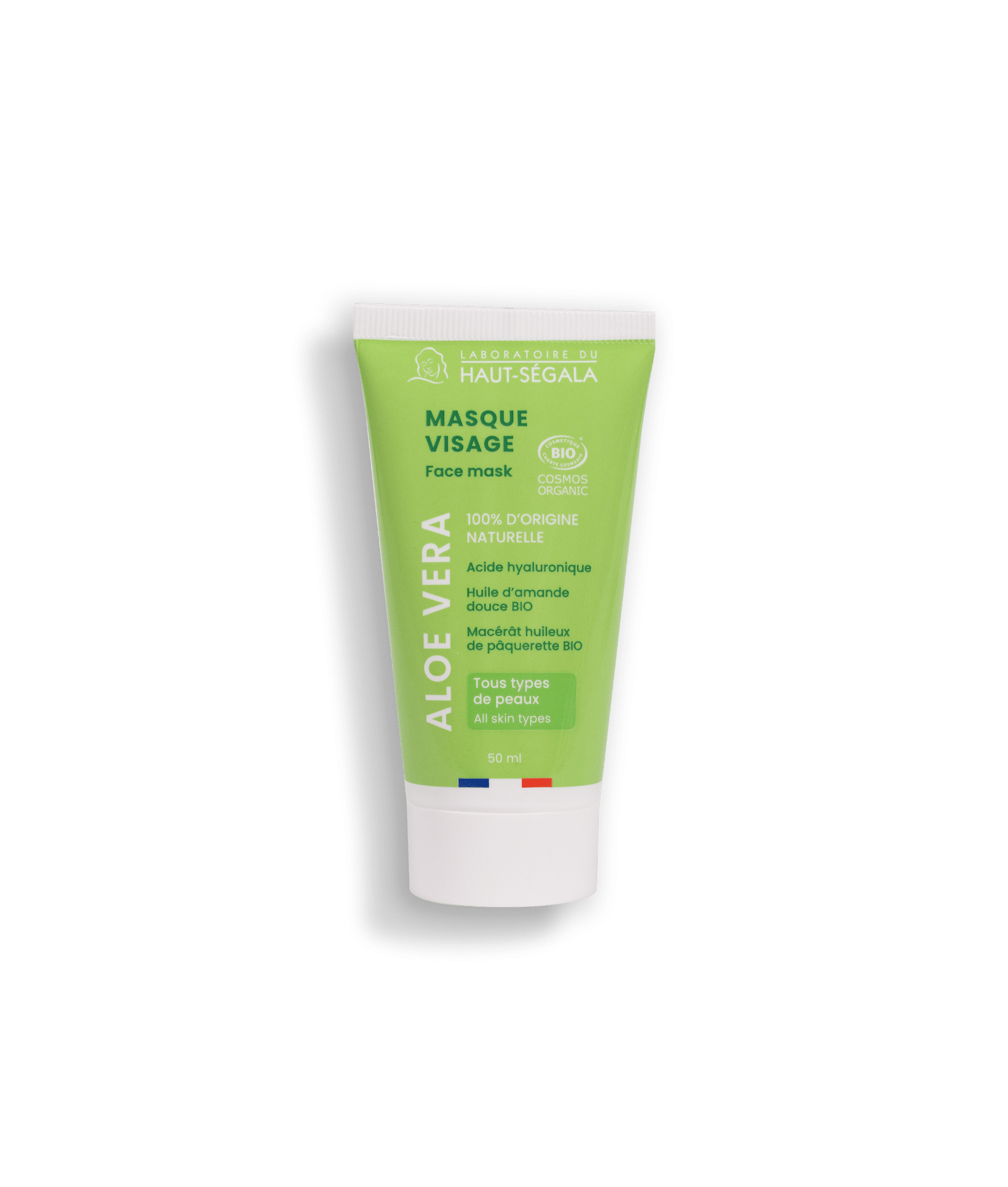 Tube de masque visage biologique 50ml du Laboratoire Haut-Ségala. Soin purifiant et hydratant pour le visage.